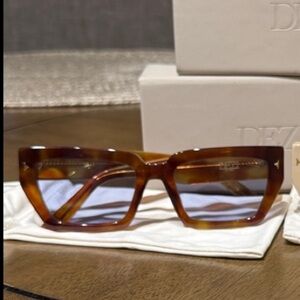 Demi Tortoise brown and blue Rectangle Sunglasses - DEZI